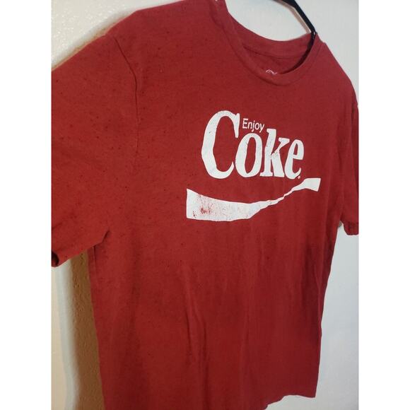 Enjoy Coke Coca-Cola Short Sleeve T-Shirt Mens Large Red Black Speckled - Picture 5 of 7